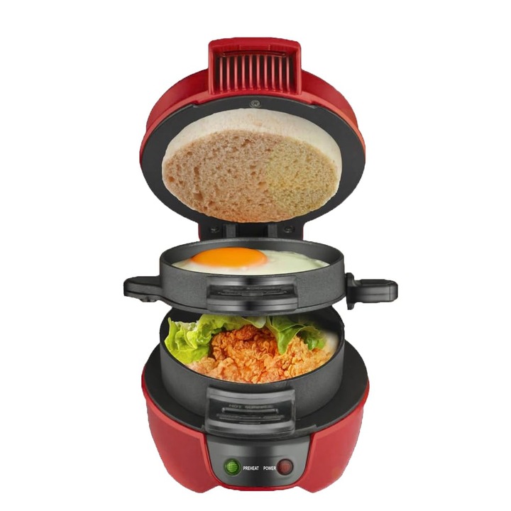 Sandwich maker, LYCENXI®, 600W, negru, compact