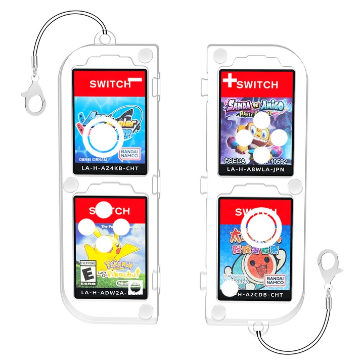 EXPAND Mini Switch Game Card Case Compatibil cu Nintendo Switch 2 2025 / OLED / Lite Games Cards, Switch Game Holder Travel Case cu 4 sloturi pentru carduri - ventuza magnetica (transparent)