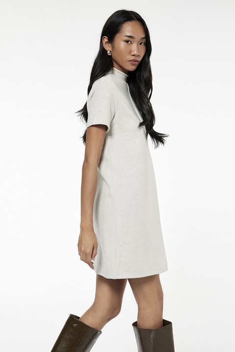 KOTON, Rochie tricotata cu maneci scurte, Alb murdar, XL