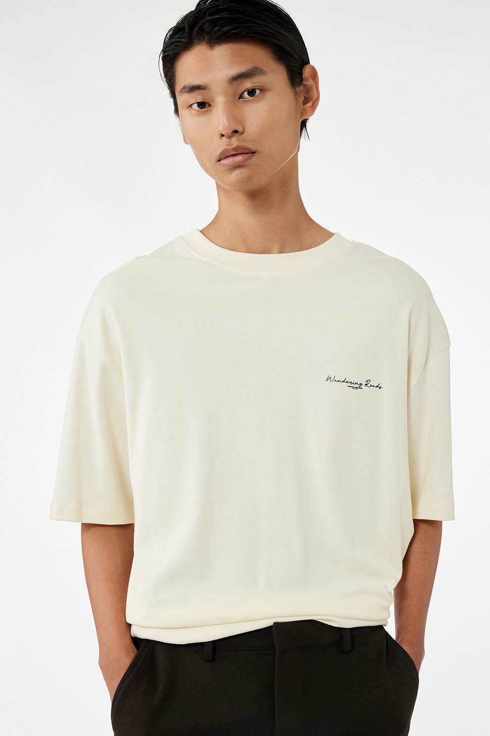 KOTON, Tricou de bumbac cu maneci cazute, Crem, M