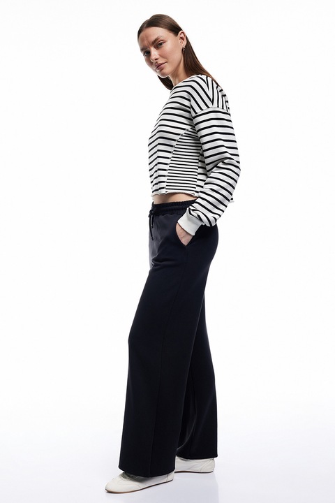 KOTON, Pantaloni de trening din amestec de modal cu croiala ampla si cordon, Negru, M