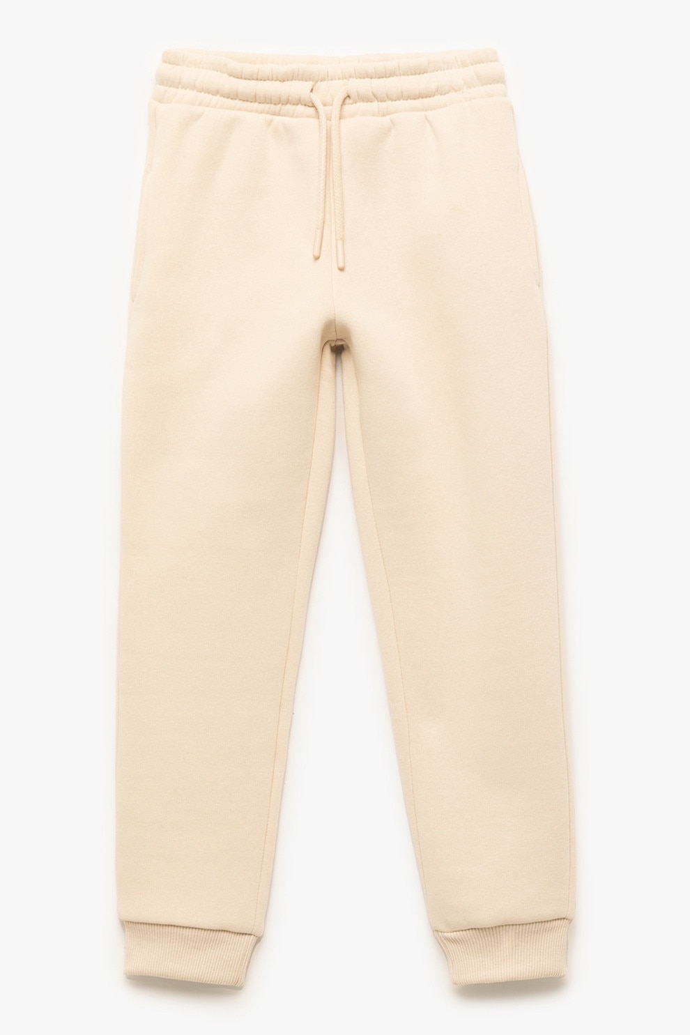 KOTON,, Pantaloni de trening din amestec de bumbac cu snur de ajustare, Bej deschis, 122-128 CM