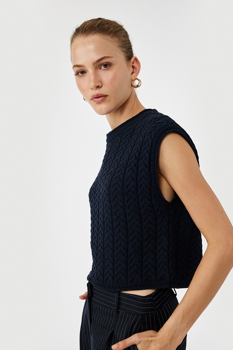 KOTON, Pulover crop cu maneci scurte, Visiniu