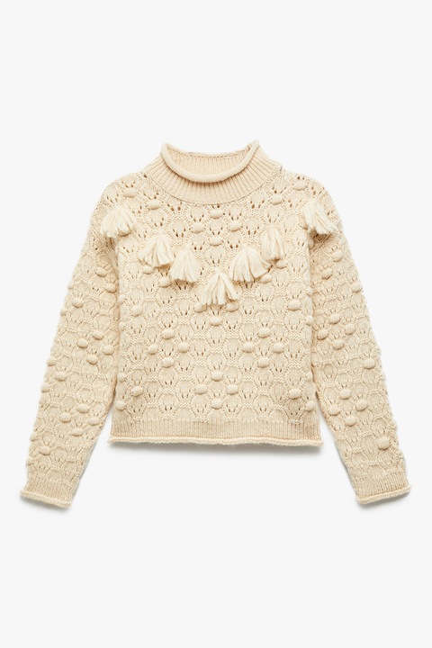 KOTON, Pulover texturat cu canafi, Bej