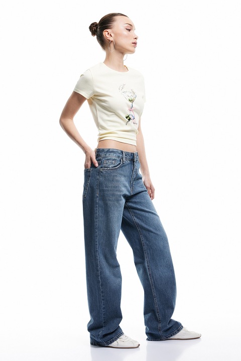 KOTON, Blugi cu croiala ampla, Albastru inchis