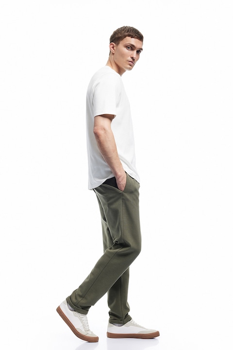 KOTON, Pantaloni slim fit cu snur de ajustare, Verde masliniu