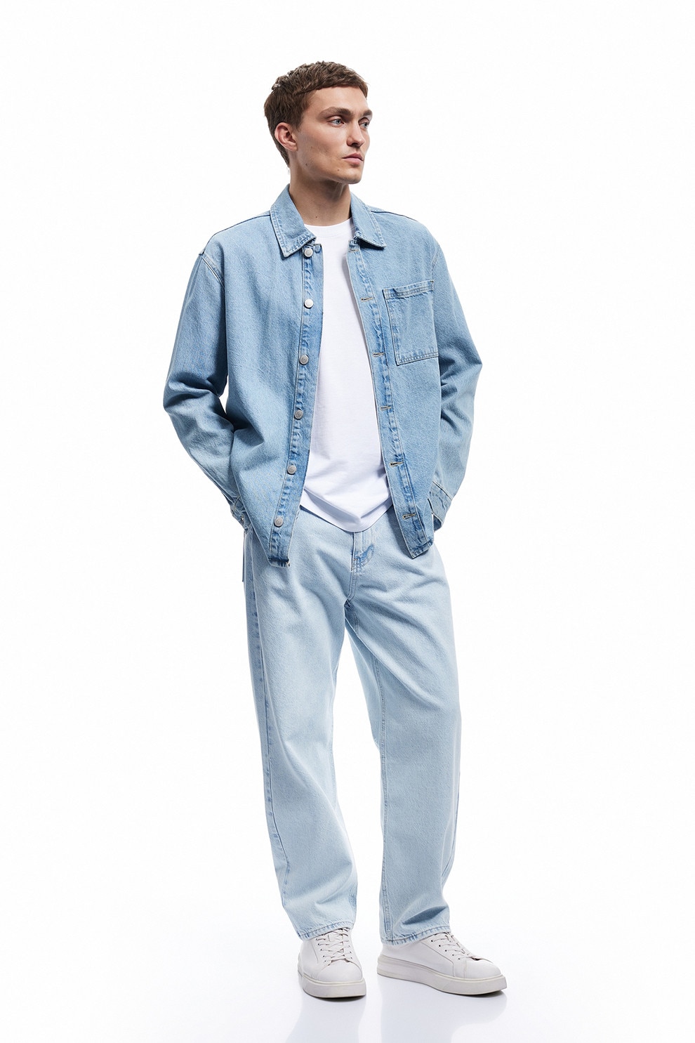 KOTON, Blugi relaxed fit cu talie medie, Albastru deschis, W28-L32