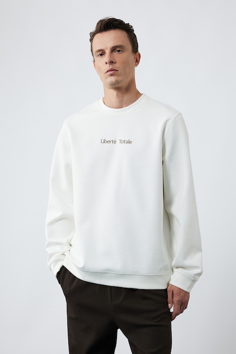 KOTON, Bluza de trening cu decolteu la baza gatului, Alb