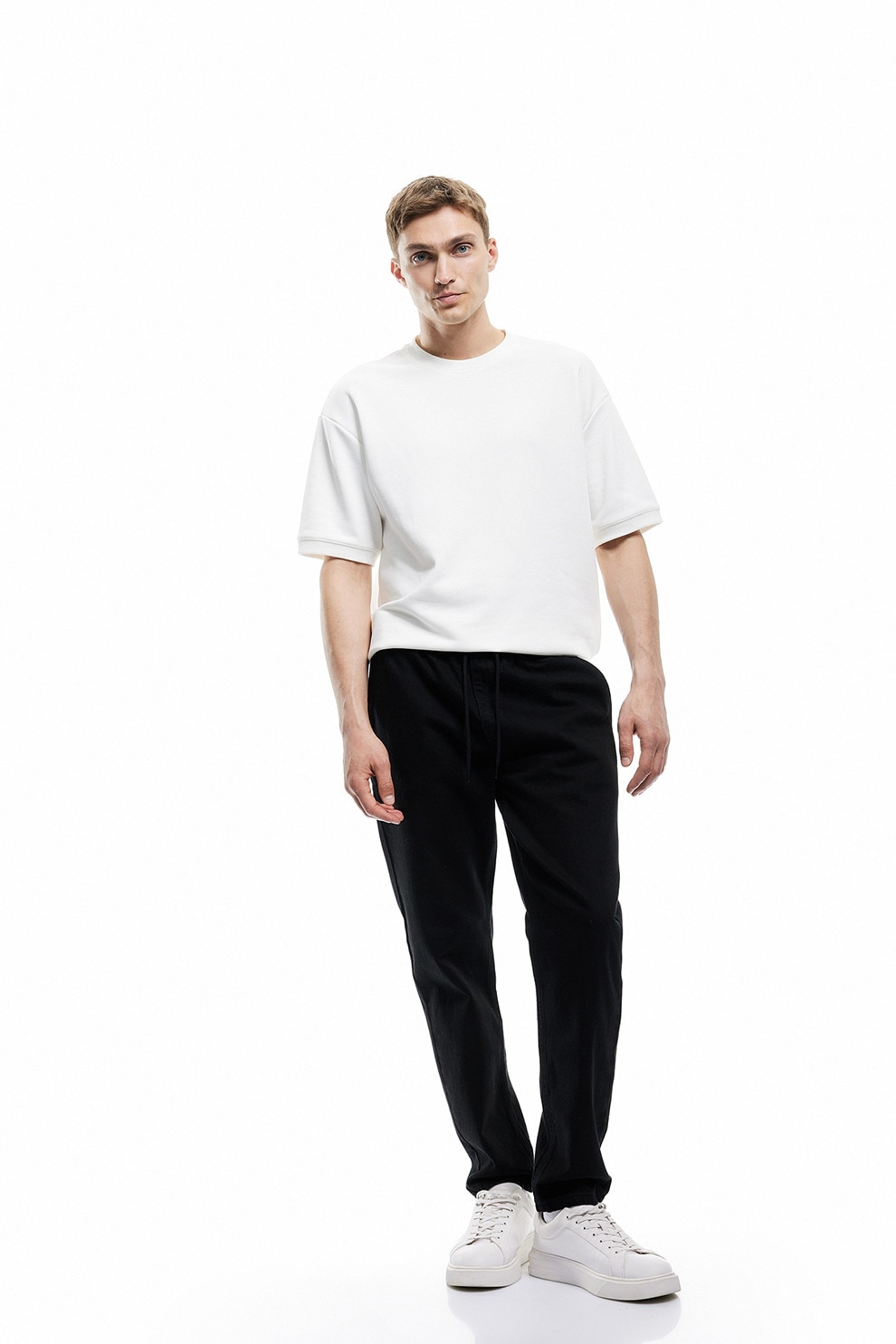 KOTON, Pantaloni jogger conici, Negru, W40-L32