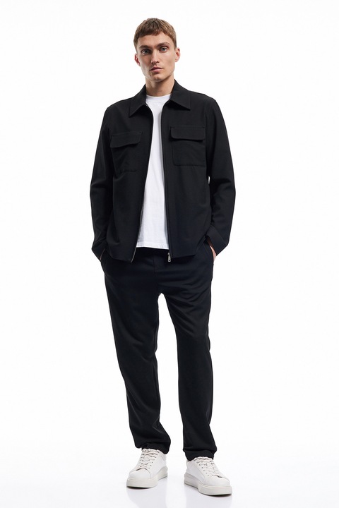 KOTON, Pantaloni de trening relaxed fit, Negru