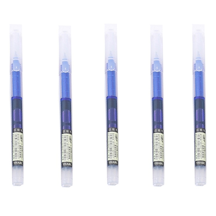 Set 5 pixuri cu bila, varf 0.5mm, albastru