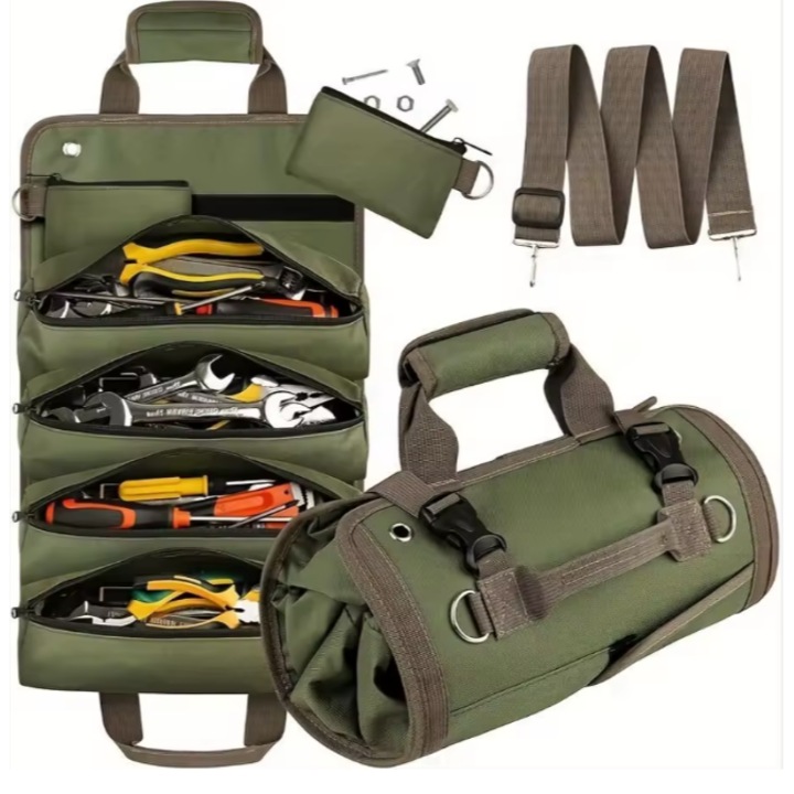 Professzionális szerszámtáska Telux®, összecsukható és hordozható, strapabíró Oxford anyagból, több rekesszel és vállpánttal