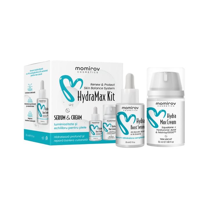 Kit HydraMax cu ser si crema pentru tenul uscat