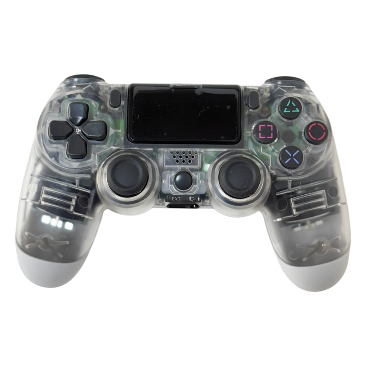 Controller wireless doubleshock, PS4, PS-TV si PS Now, SERIE-COMPATIB, cu vibratii, cablu incarcator inclus, transparent, HAPPY JOKER®