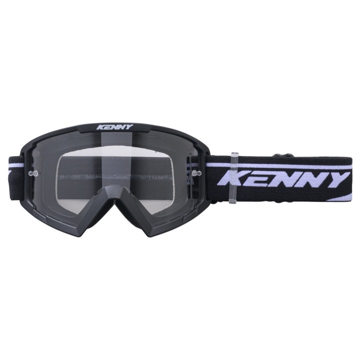 Ochelari sport KENNY RACING model TRACK, lentila clara, culoare negru/alb
