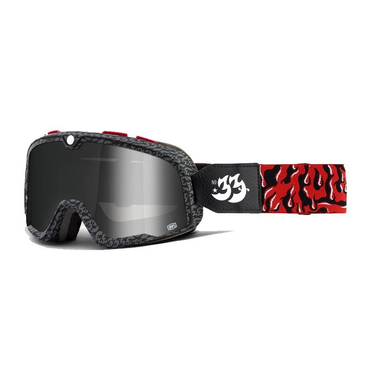 Спортни очила 100 PROCENT Barstow, сребърно огледално стъкло, цвят черно/червено