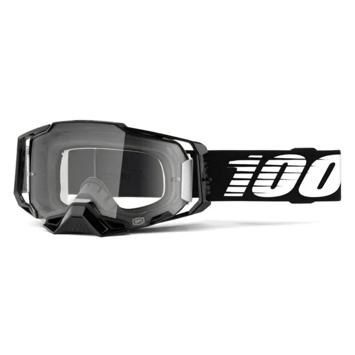 Спортни очила 100 ПРОЦЕНТА ARMEGA, прозрачна леща, черен цвят