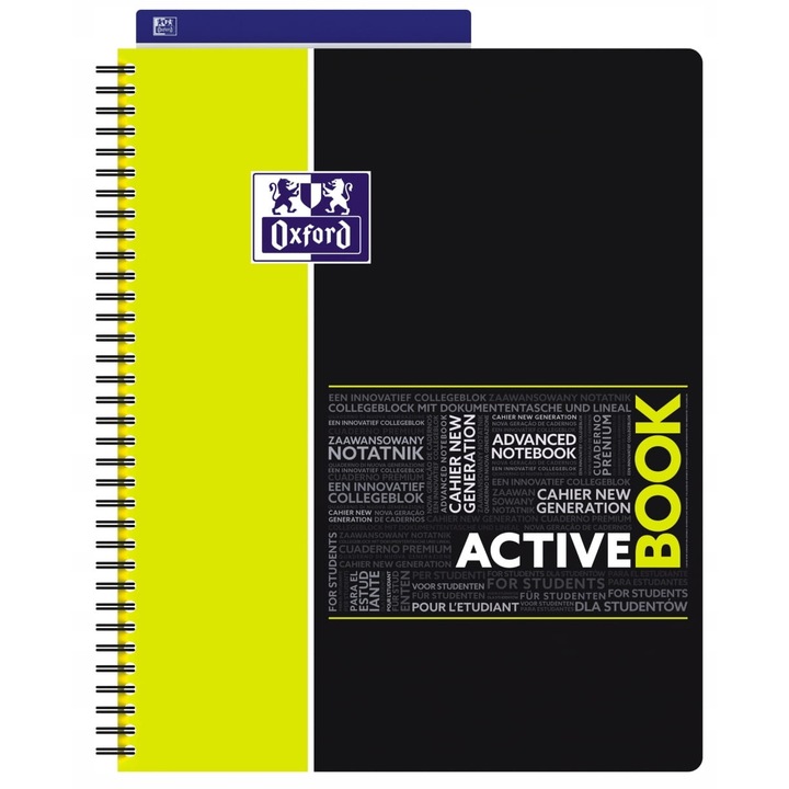 Füzet A4+/80K Active Book, Hamelin Polska, 90g, polipropilén, fehér, rácsozott vonalazással