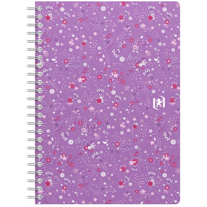 Caiet Oxford Floral A5, 60 file, 90 g/m2, coperta moale, multicolor