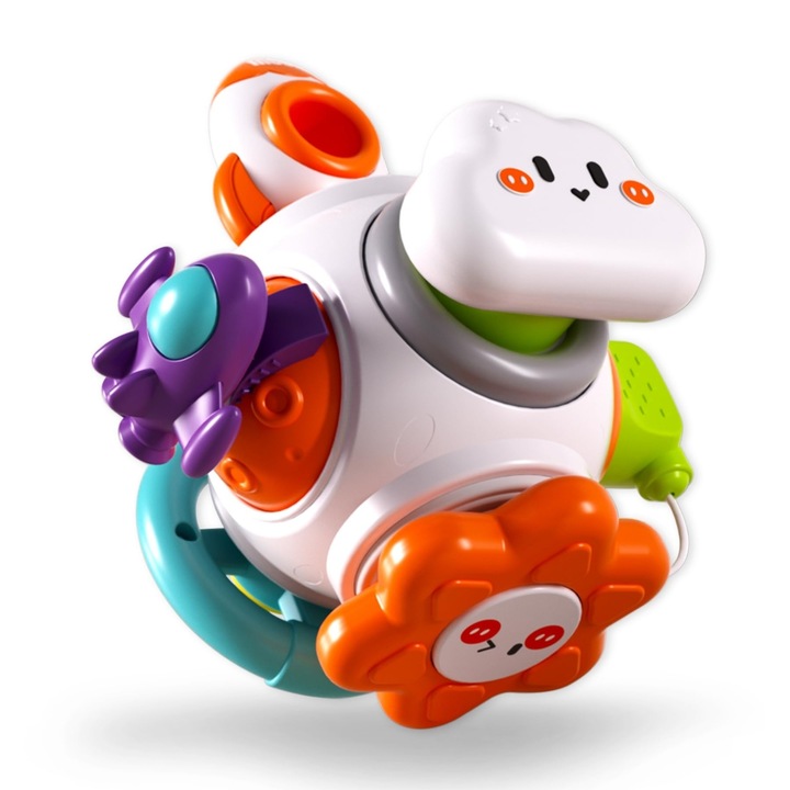 Montessori RQQM oktató játék, tevékenységkocka, szenzoros fejlesztés, többszínű, 1-3 éves korig