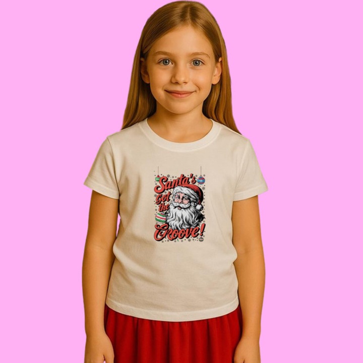 Tricou Copil Fata Craciun v479, Alb