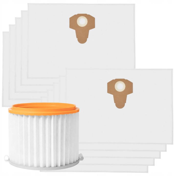 10x saci de aspirator pentru Macallister 1400W / 1250W + filtru lavabil reutilizabil MVAC004 | Saci sintetici de inlocuire pentru aspiratoare industriale umed/uscat | Set saci aspirator Macallister