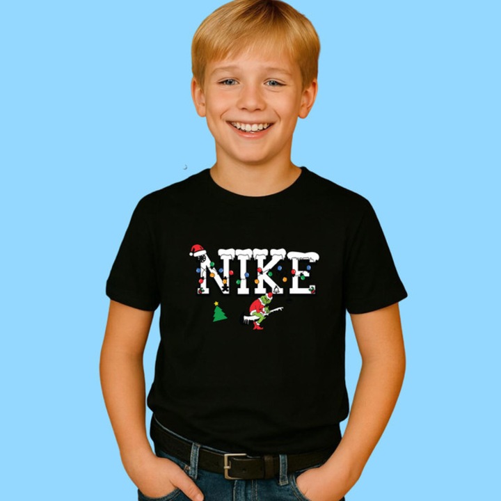 Tricou Copil Baiat Craciun v1455, Negru