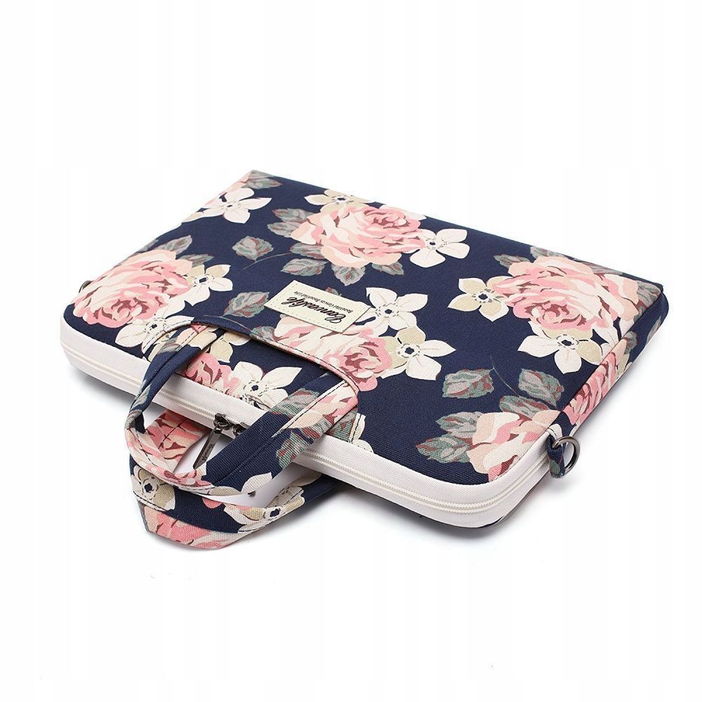 Geanta laptop Canvaslife Briefcase, 15-16 inch, model Blue Camellia, dimensiuni 37.5x26.5x3cm, set inclus.