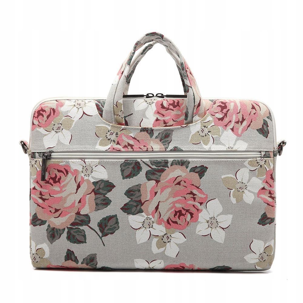Geanta laptop Canvaslife Briefcase, 15-16 inch, model Blue Camellia, dimensiuni 37.5x26.5x3cm, set inclus.
