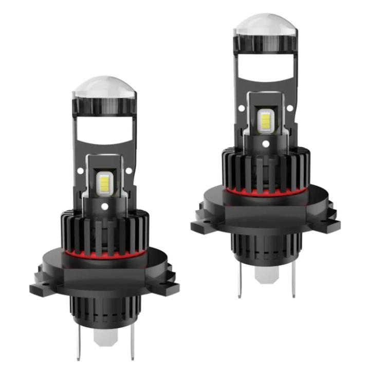 Set 2 becuri LED H4 cu Lupa Pro, lumina albă rece 6500K, 280W, lumixauto