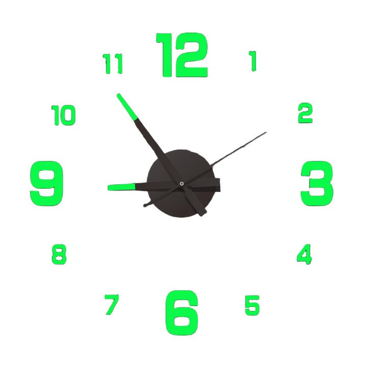 Ceas de perete Golxmse modern, silentios, cadran mare, verde, 50cm