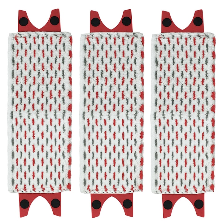 Set 3 lavete mop Golxmse, microfibra, absorbant, compatibile cu Vileda UltraMax si O-Cedar, rosu, 36x14cm