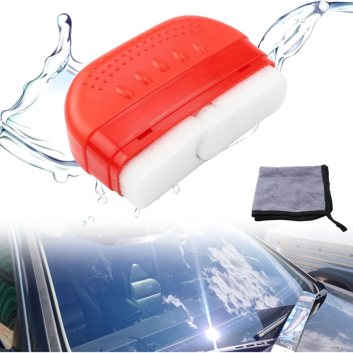 Burete auto pentru curatarea peliculei de ulei de pe geamuri, design ergonomic, curatare eficienta fara zgarieturi, pentru parbriz, oglinzi si geamuri laterale