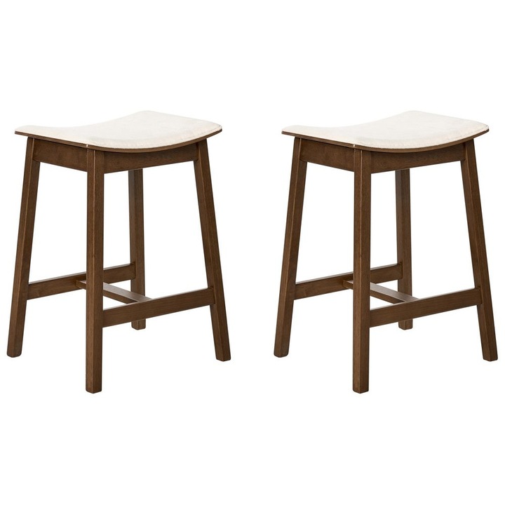 Set de 2 scaune de bar Dixon Lemn Alb murdar/Maro inchis