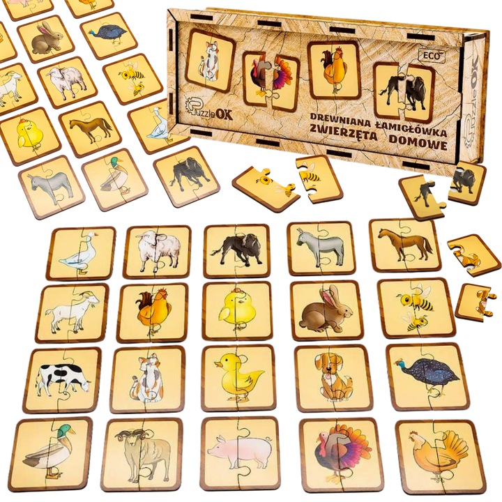 Puzzle educational, PuzzleOk, 40 elemente, animale domestice, 23,3x9,5x4,2cm