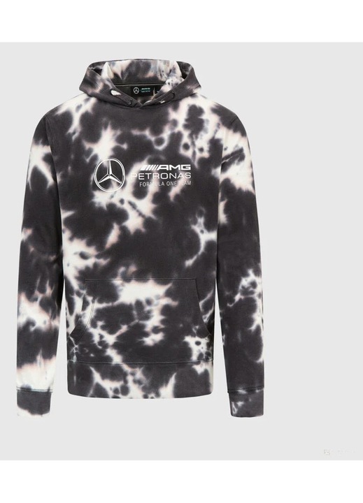 Mercedes kapucnis pulóver, tie dye, szürke XXS