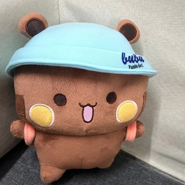 Bubu és Dudu panda plüssjáték, AjieQaQ, pamut, 20cm, barna és fehér