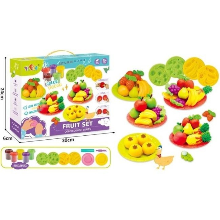 Set plastilina "Fruit Set", Merkpol, 30x24x6cm, diverse culori, pentru copii peste 3 ani
