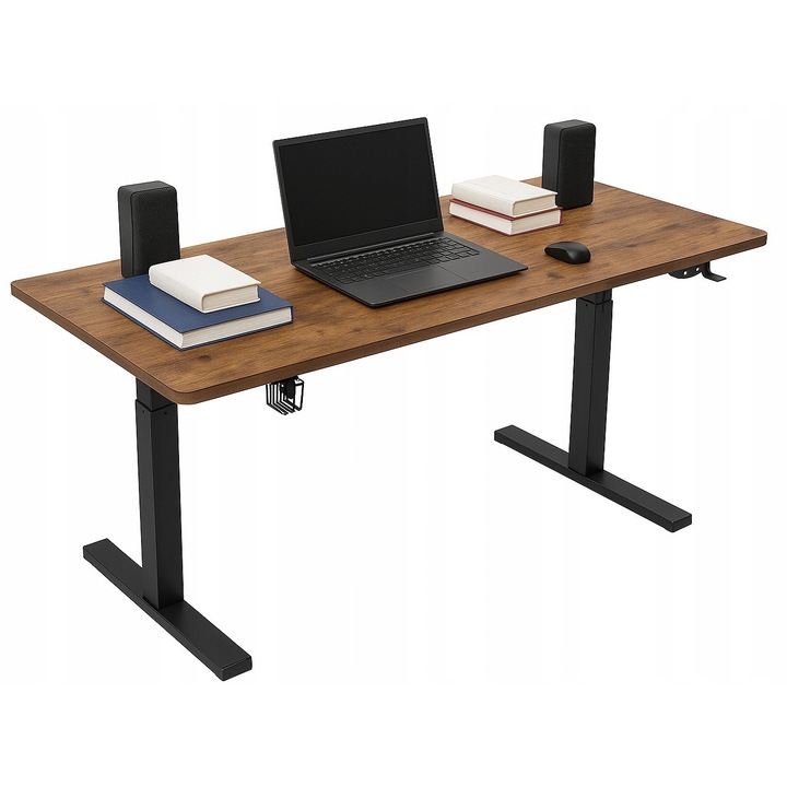 Birou Electric Reglabil, Ekspand, Loft, 120x60x72-118 cm, Inaltime Reglabila 72 - 118 cm, Latime 120 cm, Adancime 60 cm, Capacitate Maxima De Incarcare 60 kg, Maro/Negru