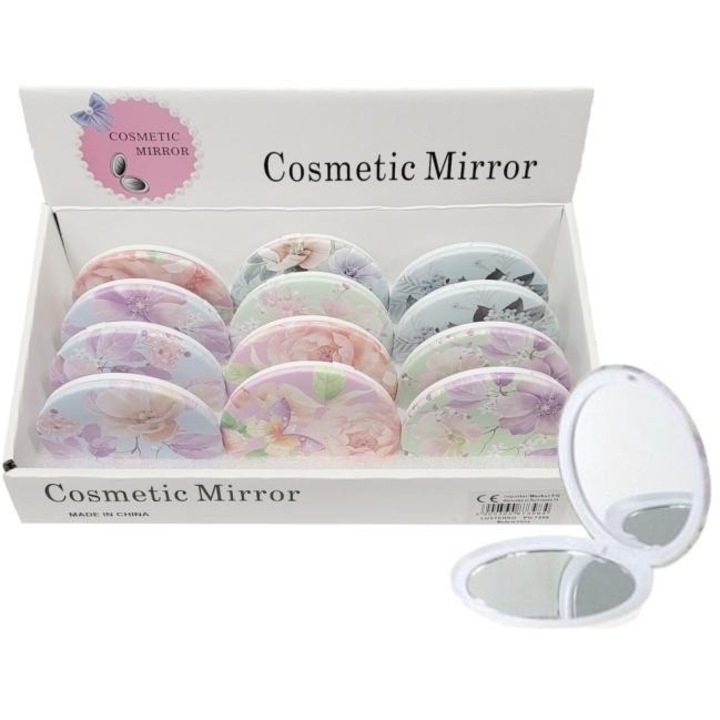 Kozmetikai tükör, Merkpol, 12 db-os készlet, virágmintás, kompakt, többszínű