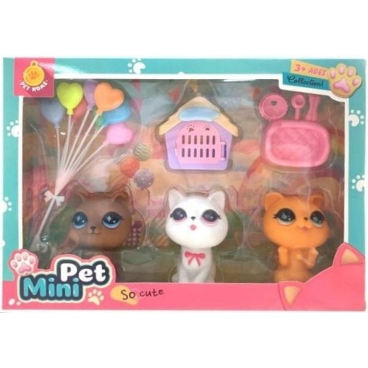 Комплект 3 детски фигурки, Merkpol, розова топка, цветни балони