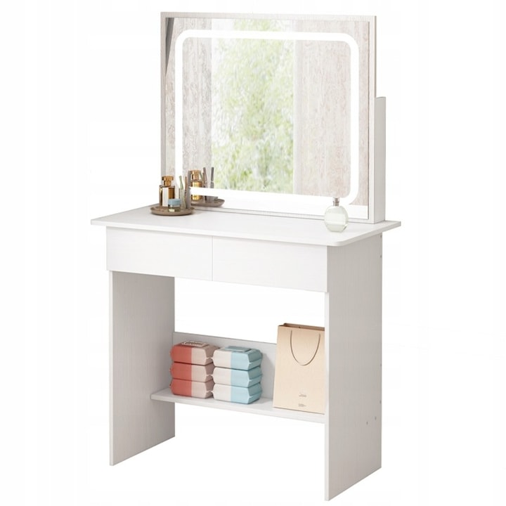 Masa de machiaj cu oglinda LED, stil modern si elegant, 90 cm BADU