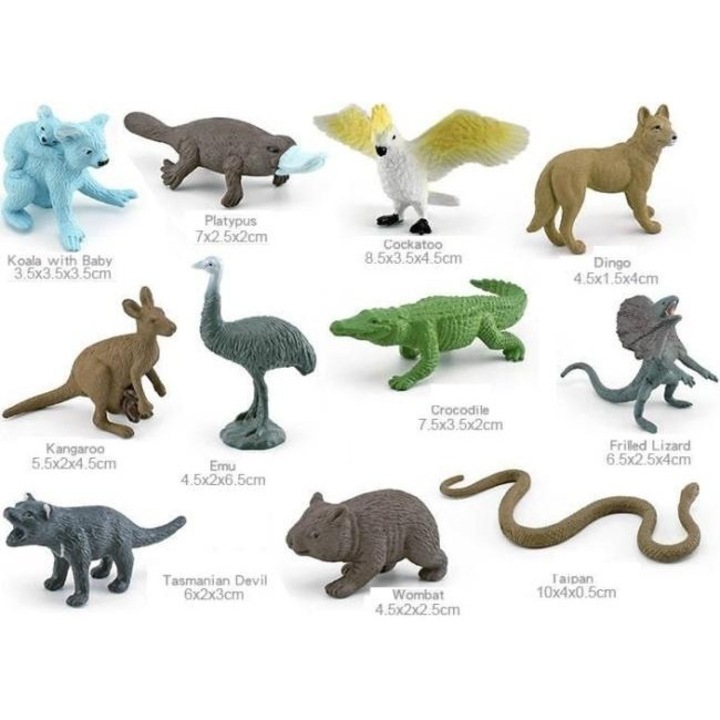 Комплект фигурки диви животни от Австралия, Merkpol, 11 броя, многоцветни, различни размери