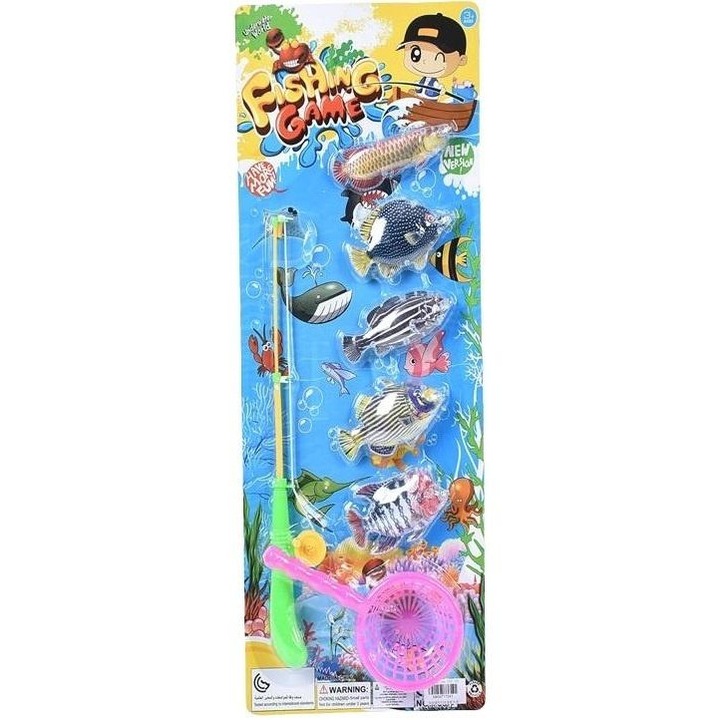 Jucarie interactiva copii, Merkpol, set joc de pescuit, 5 pesti colorati