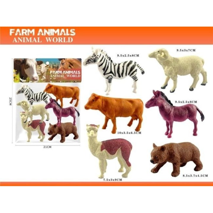 Фигурки домашни животни, Merkpol, комплект 6 броя, реалистични детайли, безопасни, многоцветни