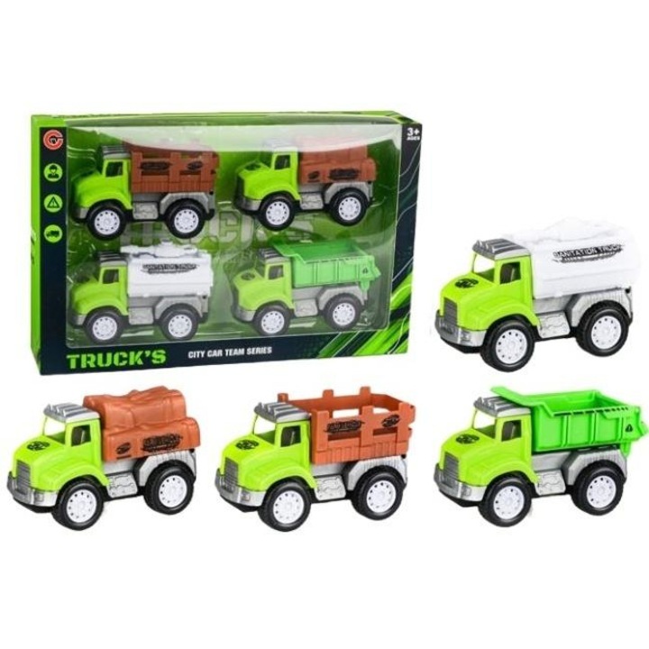 4 teherautó készlet, Merkpol, különböző színek, 3 év feletti gyermekeknek