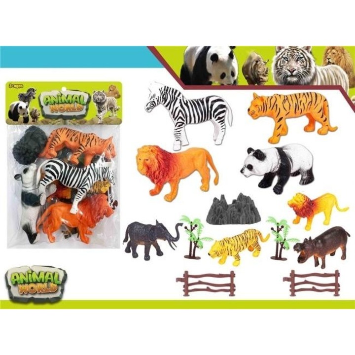 Комплект фигурки Животински свят, Меркпол, диви животни, 6 фигурки, елементи на сцена, многоцветен