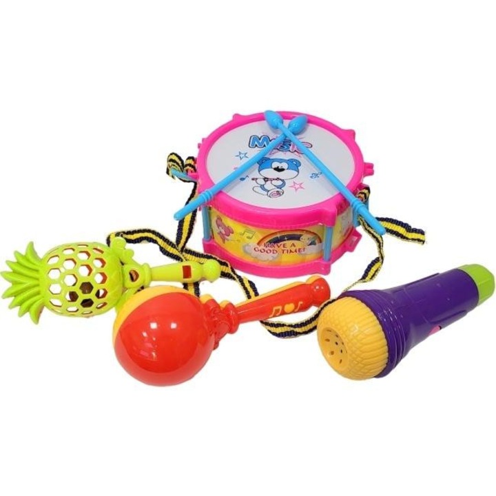 Játék hangszerkészlet, Merkpol, bebenek, ananász csörgő, többszínű