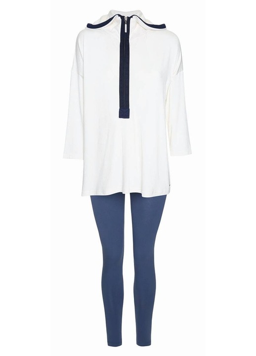 Costum de maternitate, tunica/jambiere/sosete, viscoza/elastan, albastru/alb, S INTL