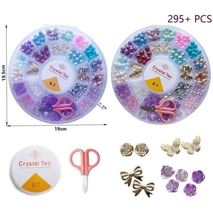 Комплект за занаяти Merkpol, Crystal Tec мъниста 0.7, 295 елемента, многоцветни, 19x2см